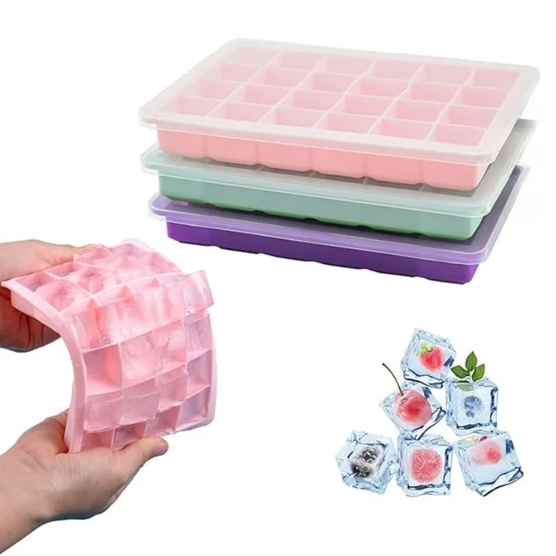 뚜껑이 있는 24칸 정사각형 아이스 큐브 트레이