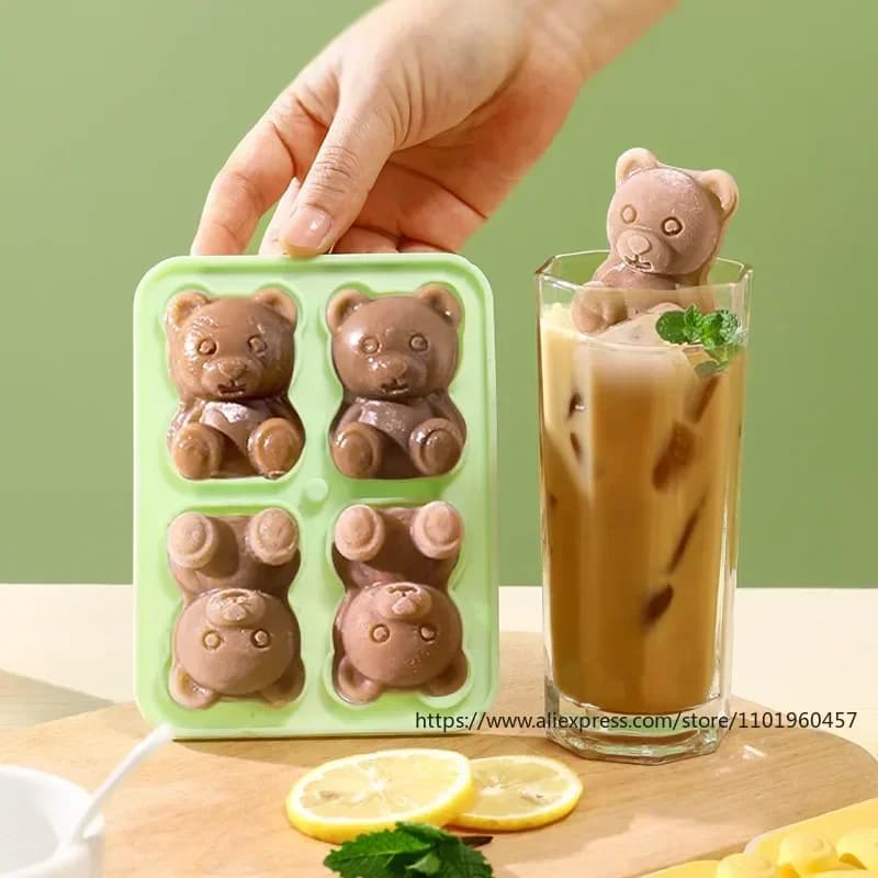 깔때기 포함 곰 아이스 블록 몰드